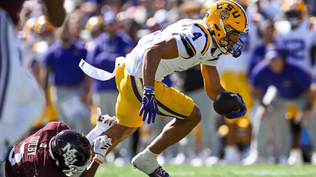 It was another multi-touchdown game for LSU breakout wide receiver Jackson Harris (Photo: USA TODAY Network via Reuters Connect)